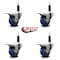 Service Caster 3'' Blue Poly Swivel 1'' Expanding Stem Caster Set Total Lock Brake, 4PK SCC-EXTTL20S314-PPUB-BLUE-1-4 - alternate 4